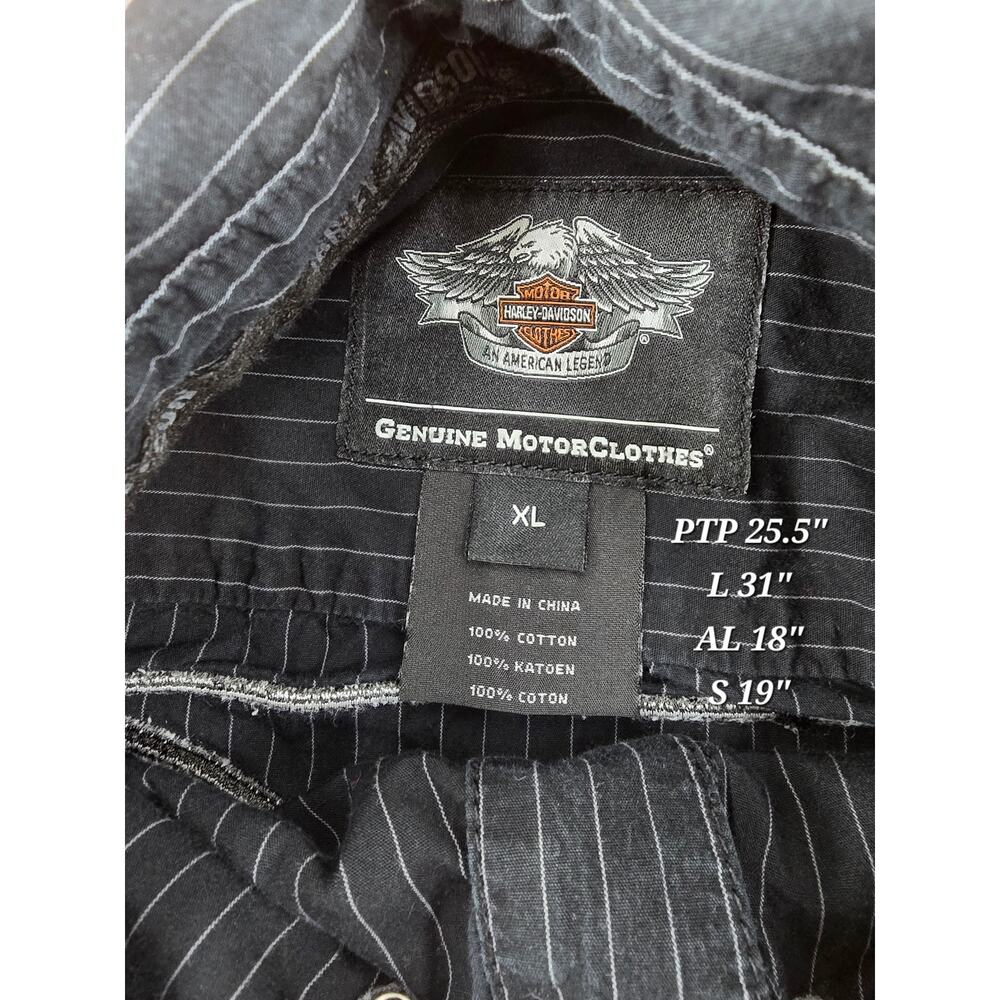 Harley Davidson Vintage y2k Bikercore Classic Pinstriped Button Up Short Sleeve - Picture 5 of 5
